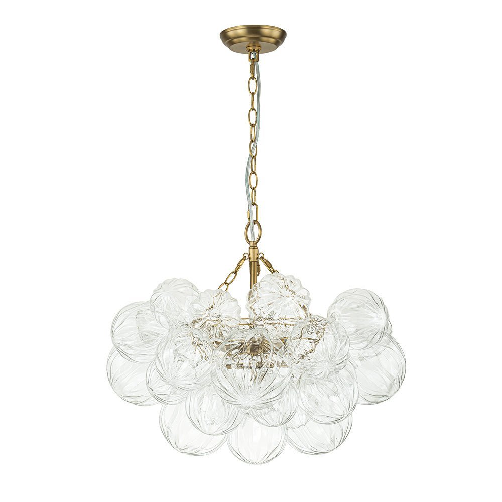 (OpenBox) Brass Cluster Sculpture Texture Glass Globe Bubble Chandelier