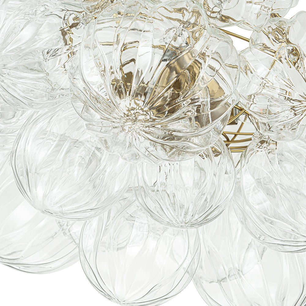 (OpenBox) Brass Cluster Sculpture Texture Glass Globe Bubble Chandelier