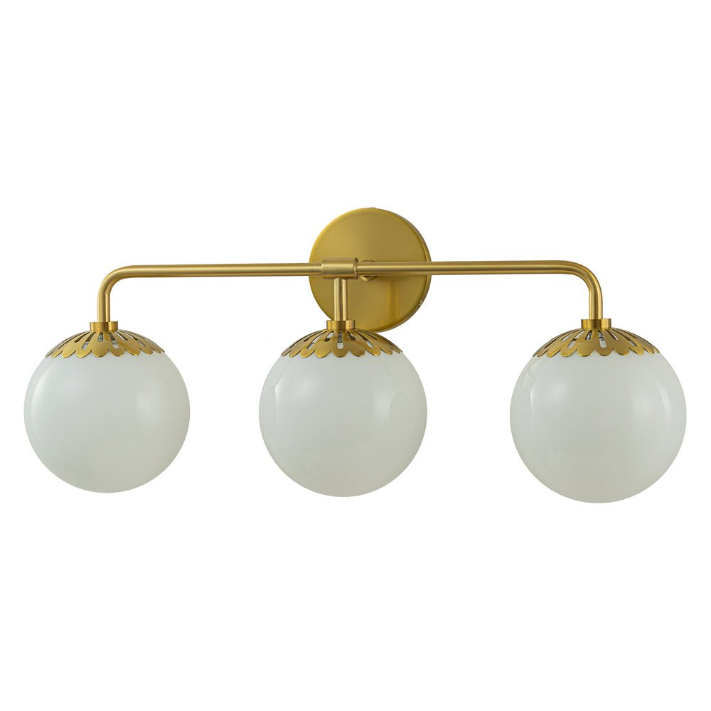(OpenBox) Brass Daisy 3-Light Opal Glass Globe Vanity Light
