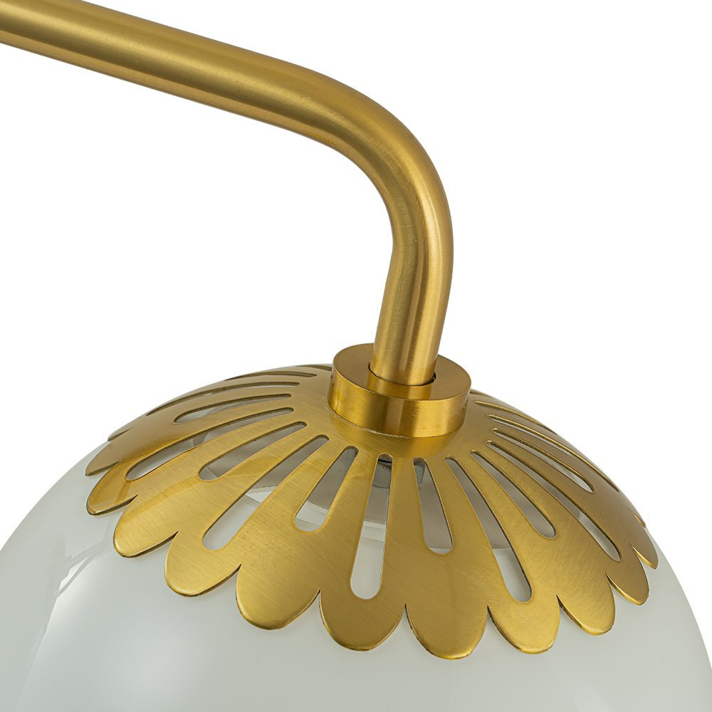 (OpenBox) Brass Daisy 3-Light Opal Glass Globe Vanity Light