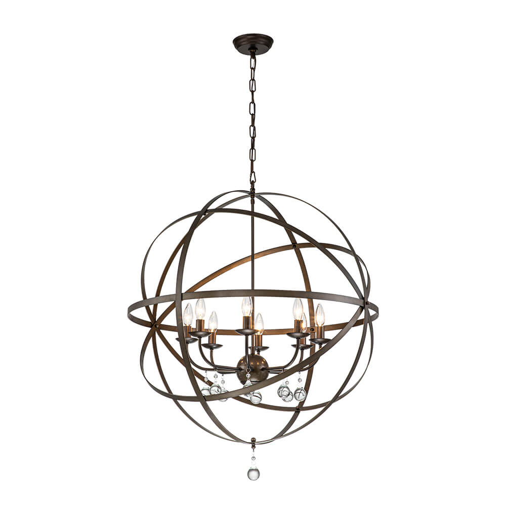 (OpenBox) Classic 8-Light Sphere Chandelier with Crystal Accents