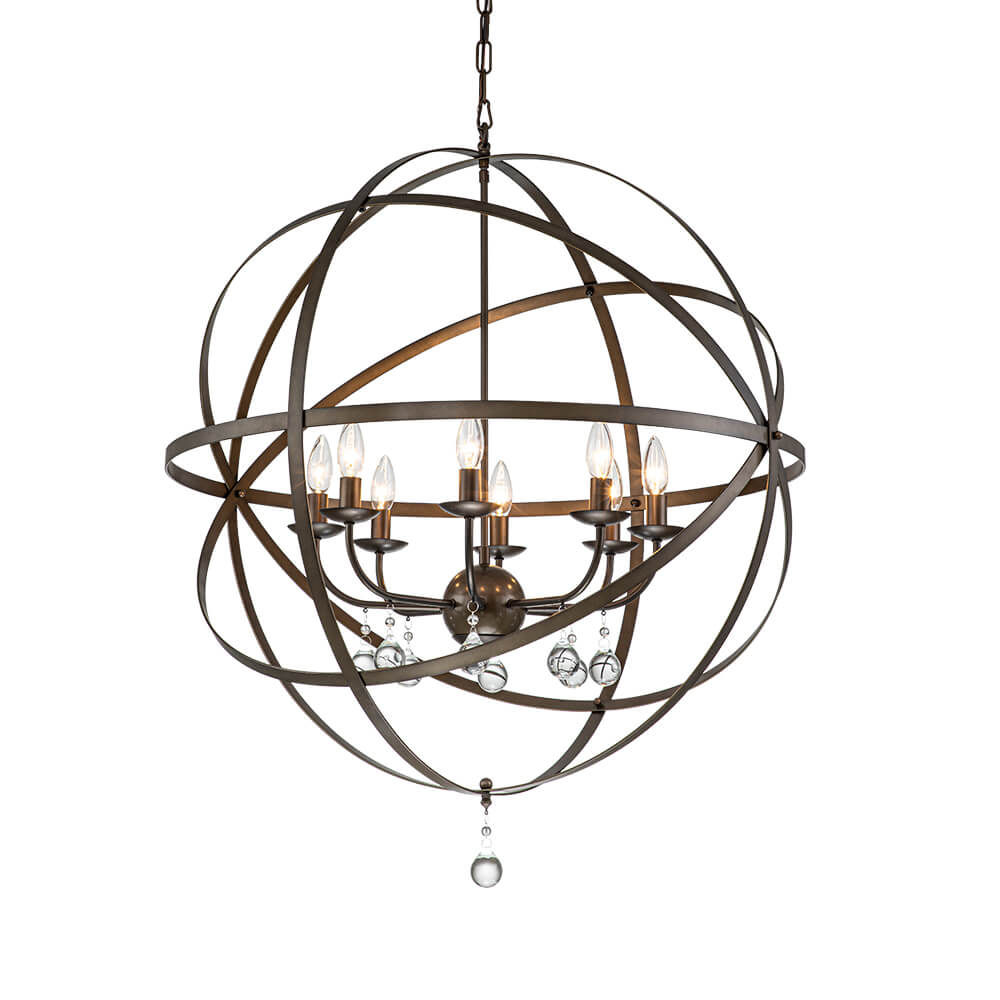 (OpenBox) Classic 8-Light Sphere Chandelier with Crystal Accents