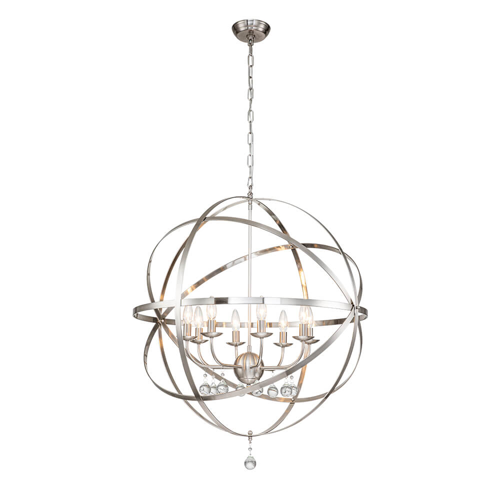 (OpenBox) Classic 8-Light Sphere Chandelier with Crystal Accents