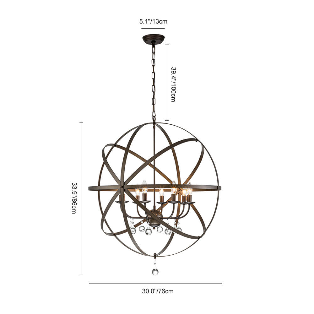 (OpenBox) Classic 8-Light Sphere Chandelier with Crystal Accents