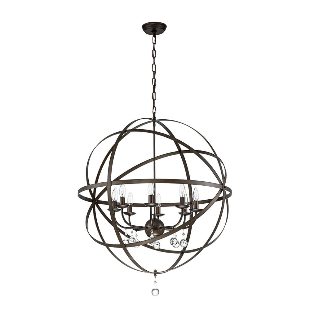 (OpenBox) Classic 8-Light Sphere Chandelier with Crystal Accents