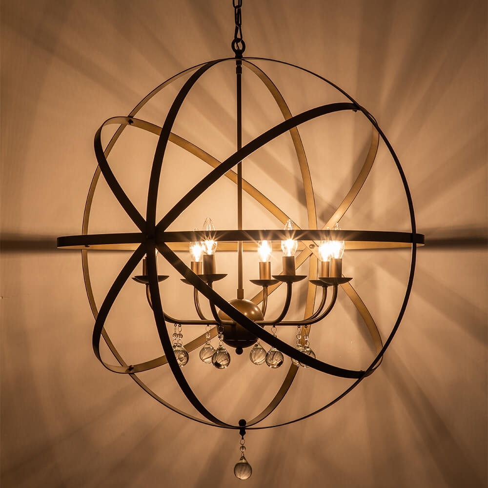 (OpenBox) Classic 8-Light Sphere Chandelier with Crystal Accents