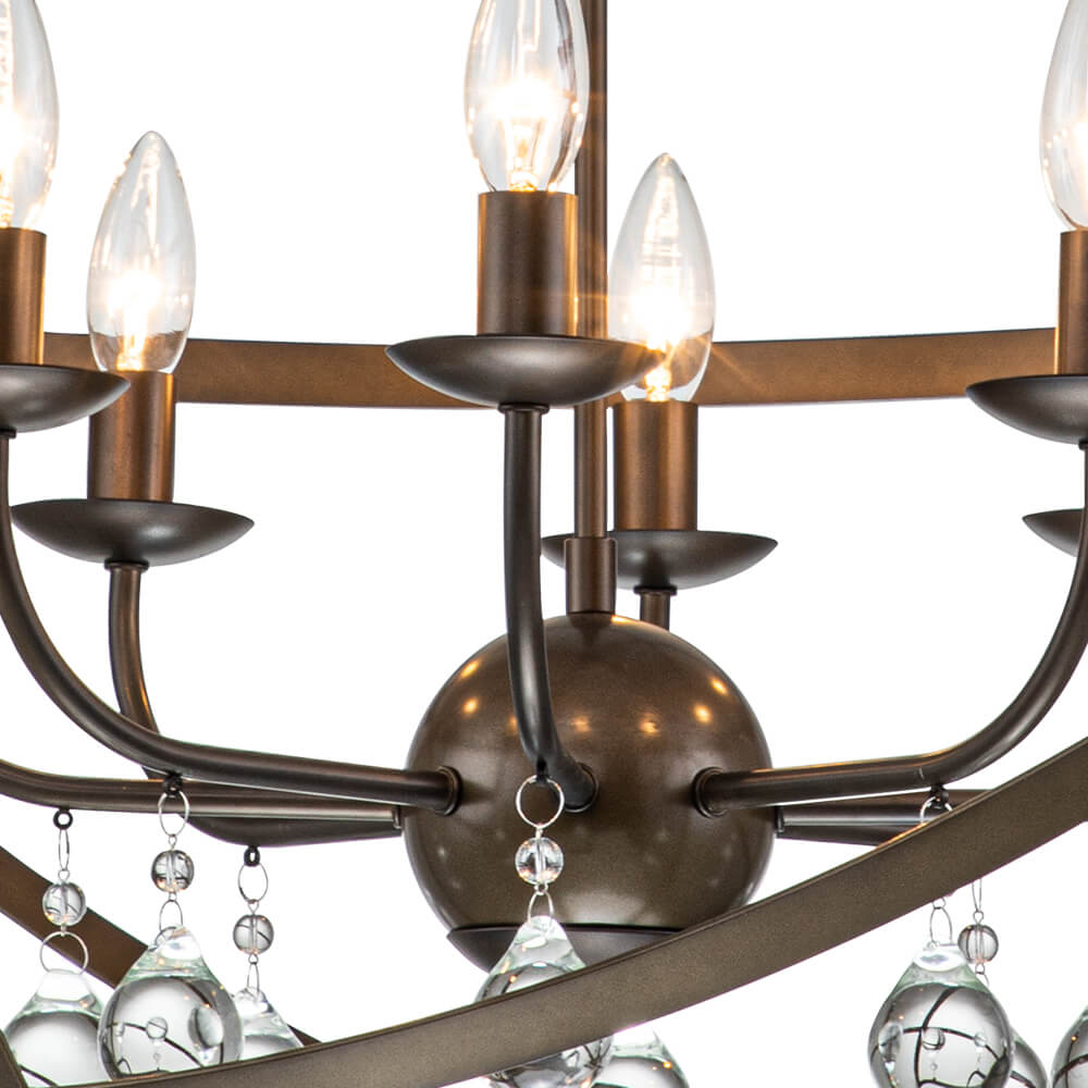 (OpenBox) Classic 8-Light Sphere Chandelier with Crystal Accents