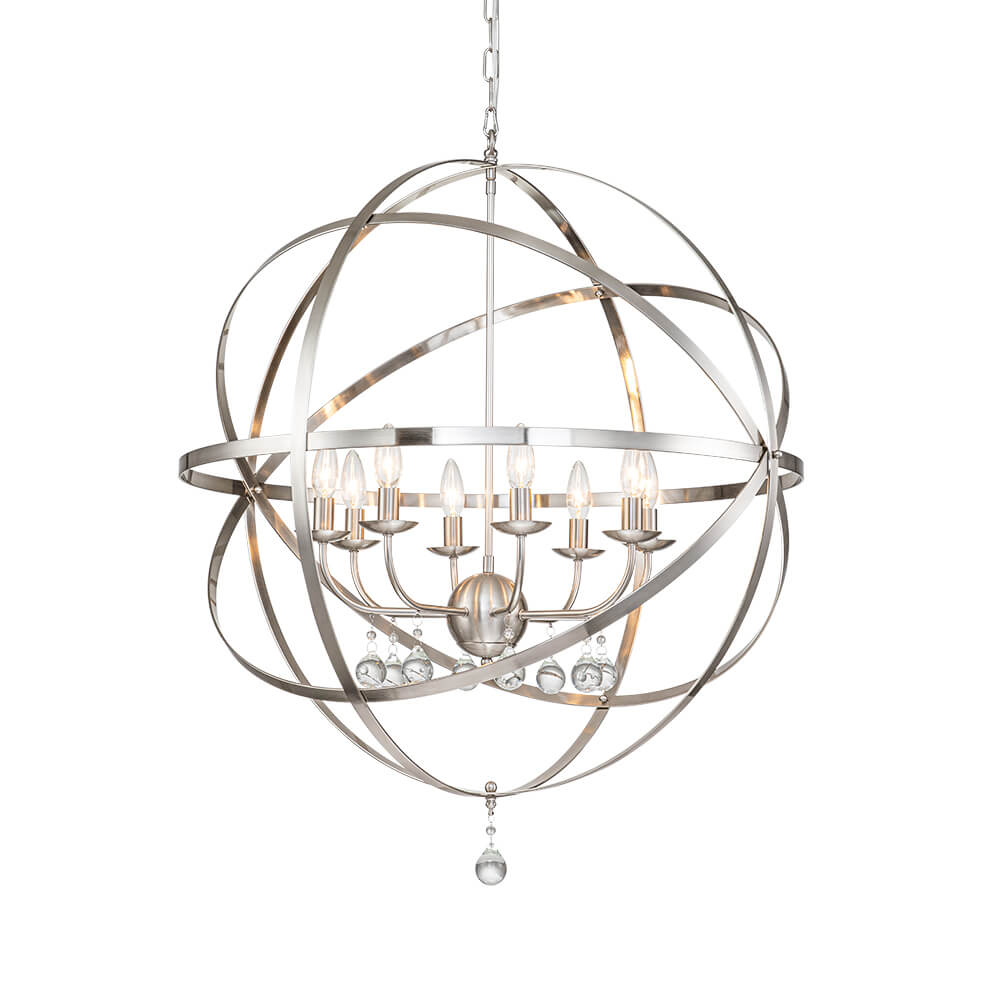 (OpenBox) Classic 8-Light Sphere Chandelier with Crystal Accents