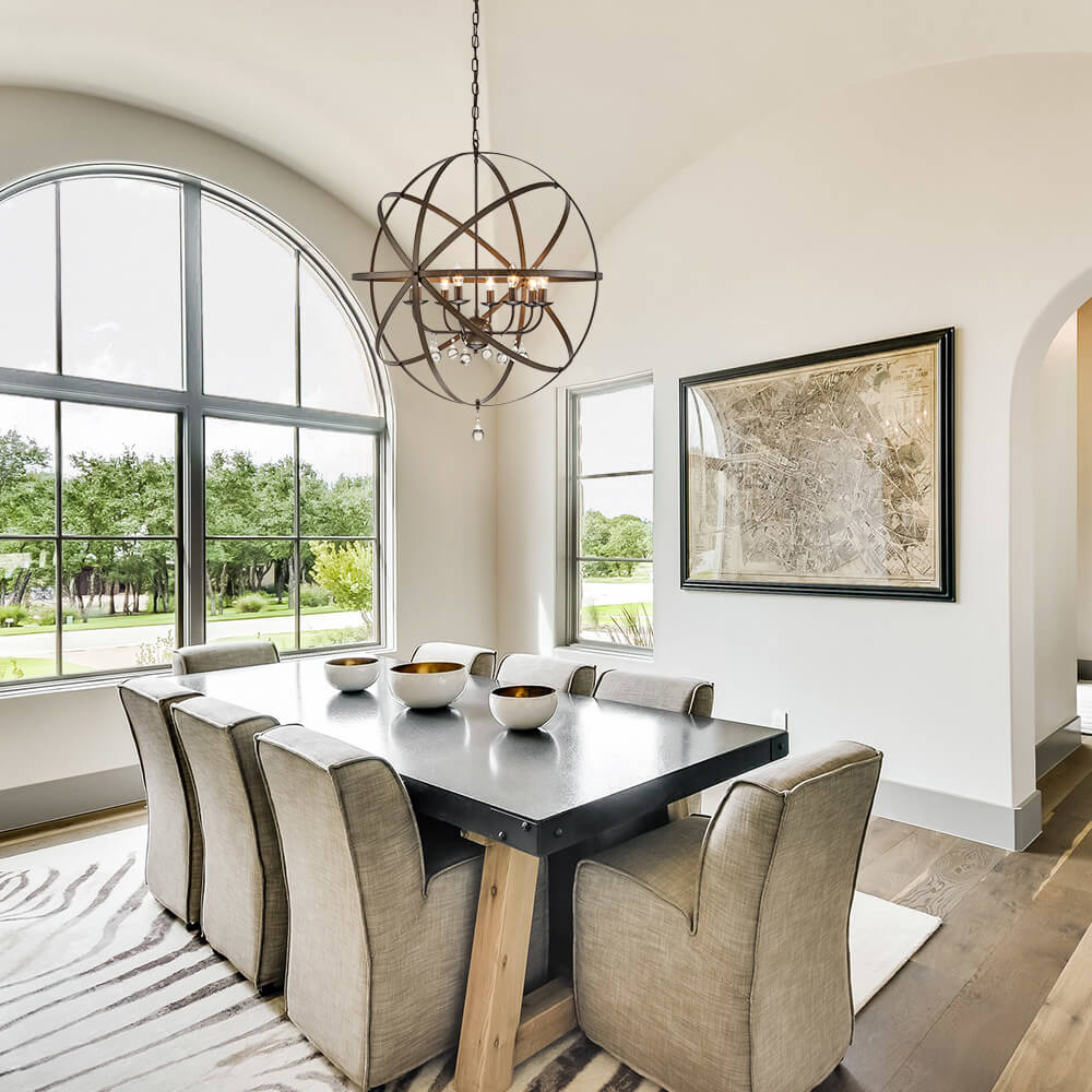 (OpenBox) Classic 8-Light Sphere Chandelier with Crystal Accents