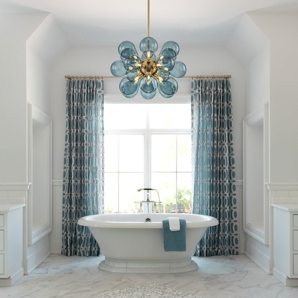 (OpenBox) Cluster Blue Glass Bubble Chandelier