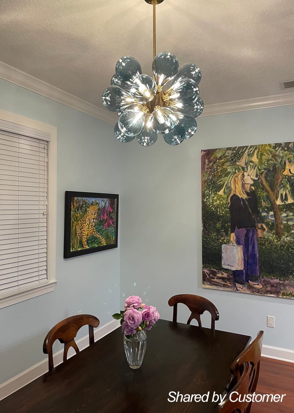 (OpenBox) Cluster Blue Glass Bubble Chandelier
