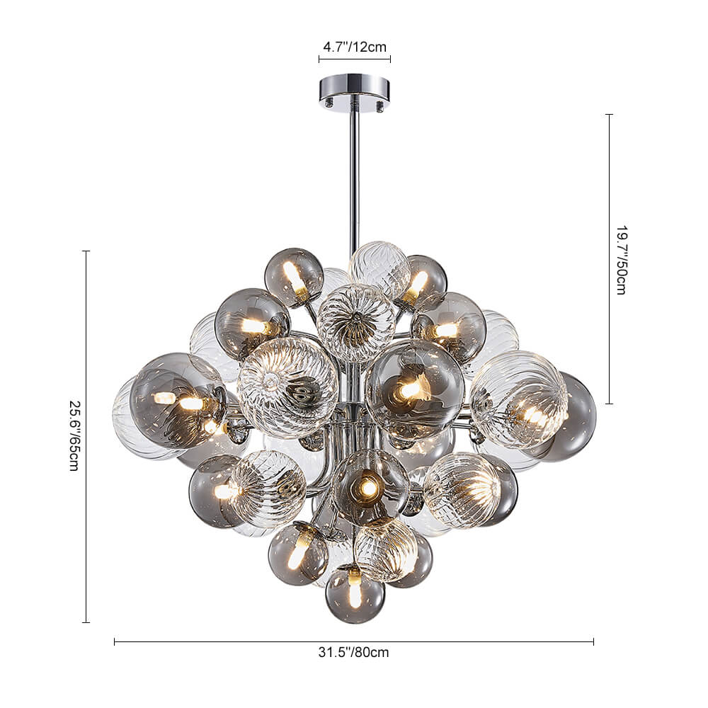 (OpenBox) Cluster Glass Globe Bubble Chandelier 23.6/31.5 Wide Large Chandelier