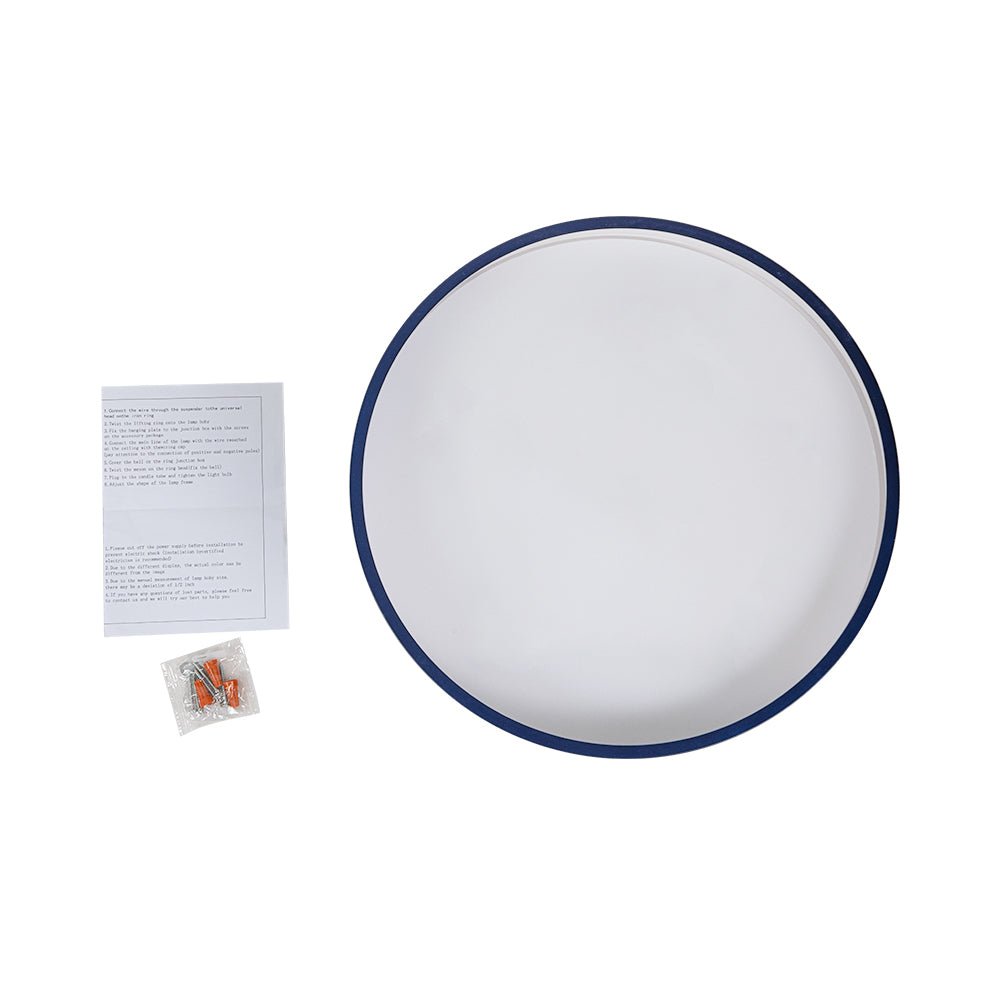 (OpenBox) Contemporary Brass Blue Round LED Semi Flush Lighting