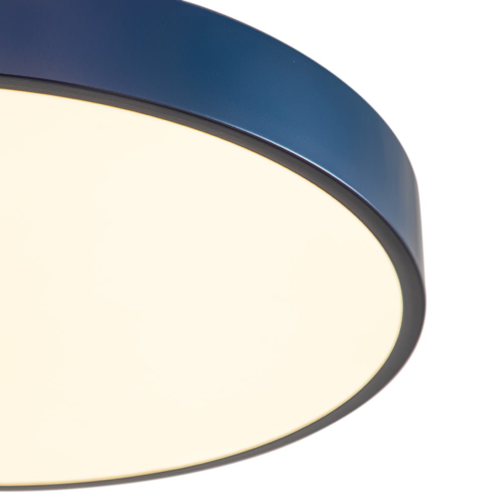 (OpenBox) Contemporary Brass Blue Round LED Semi Flush Lighting