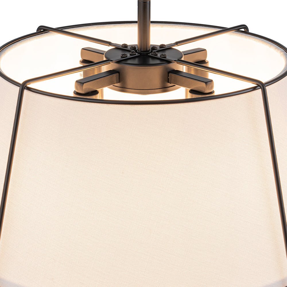 (OpenBox) Contemporary Wide Linen Drum Brass Semi Flush Mount