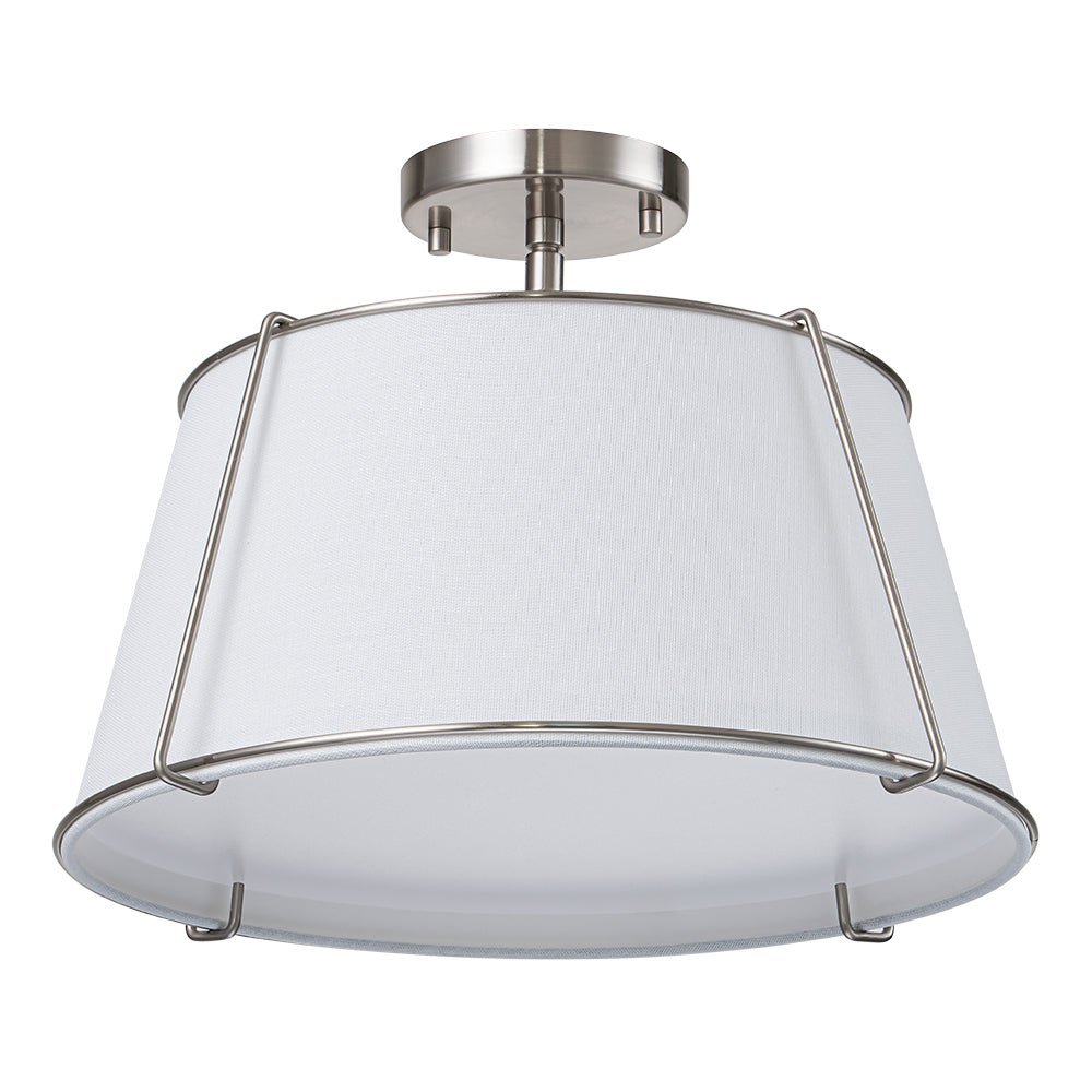 (OpenBox) Contemporary Wide Linen Drum Brass Semi Flush Mount