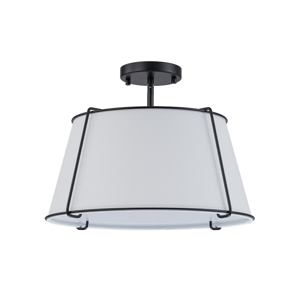 (OpenBox) Contemporary Wide Linen Drum Brass Semi Flush Mount