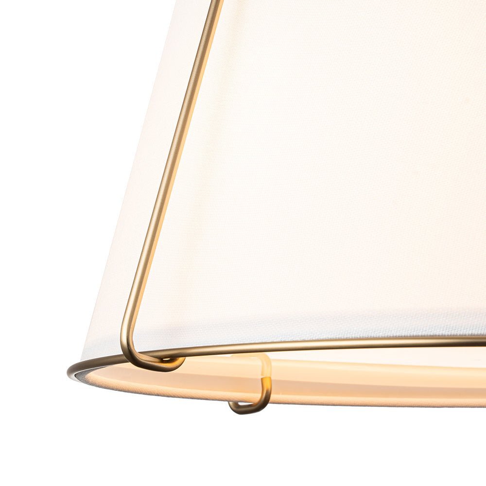 (OpenBox) Contemporary Wide Linen Drum Brass Semi Flush Mount