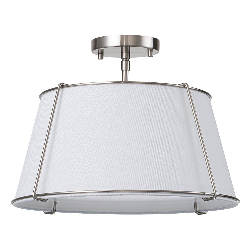 (OpenBox) Contemporary Wide Linen Drum Brass Semi Flush Mount