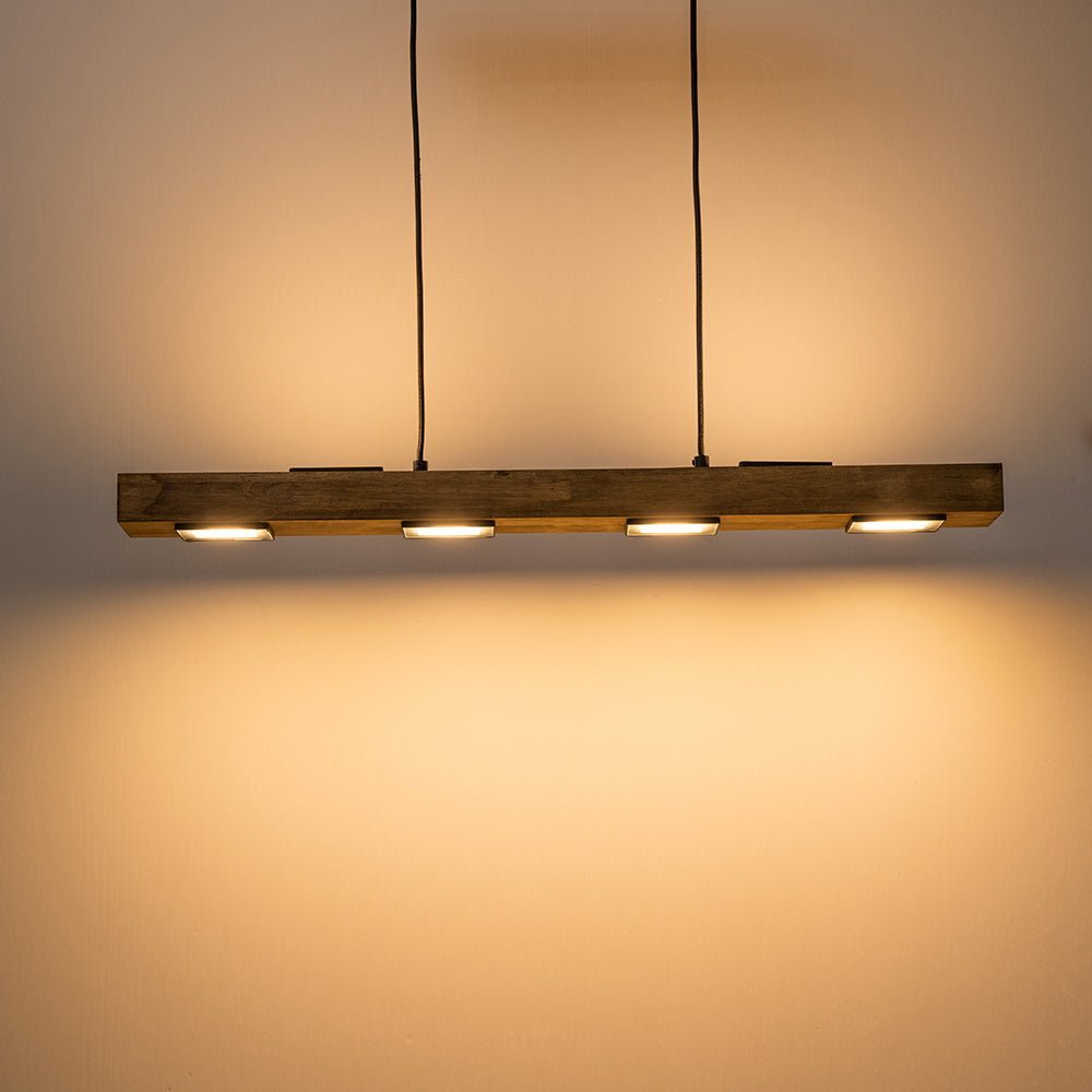 (OpenBox) Dimmable LED Linear Oak Wood Kitchen Island Pendant