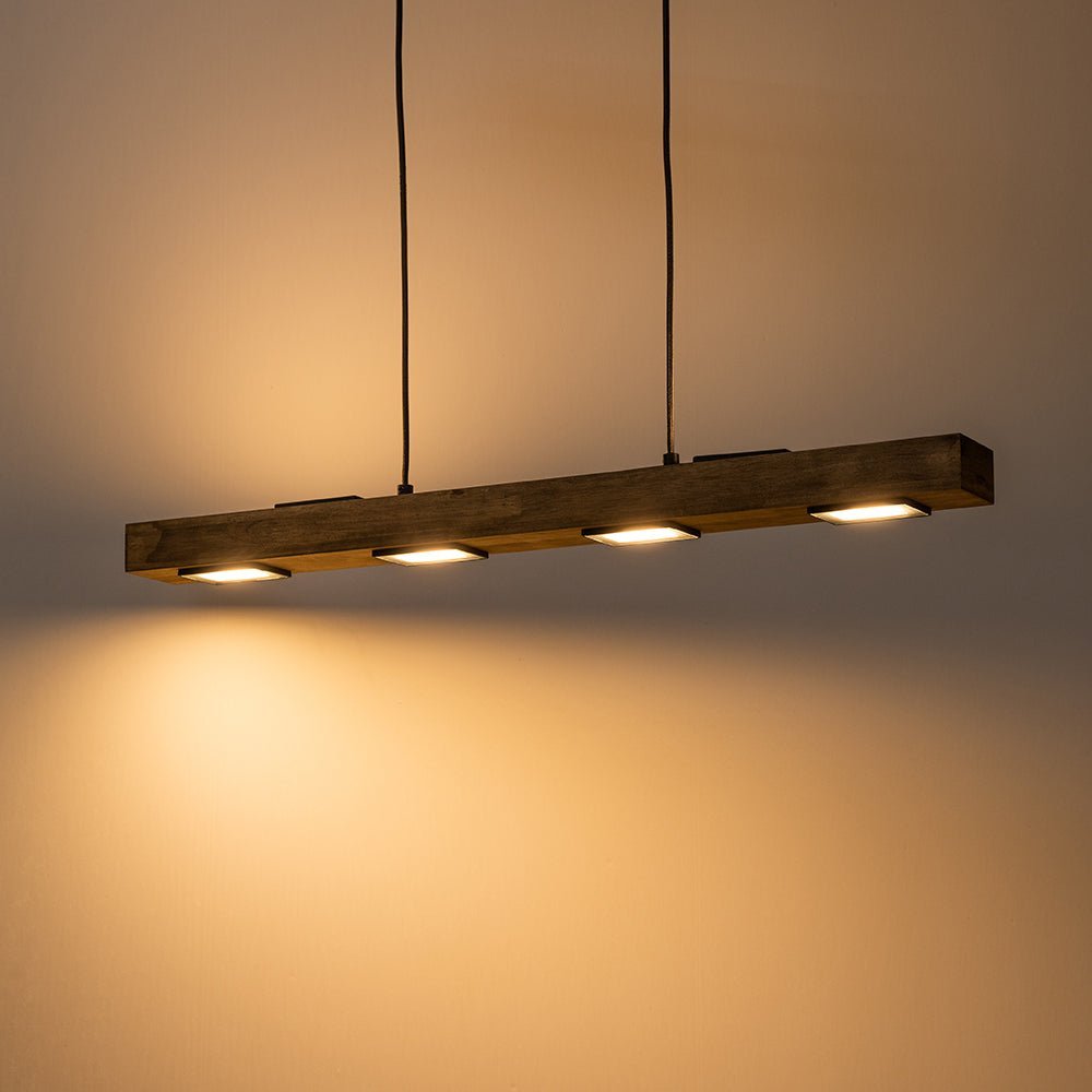 (OpenBox) Dimmable LED Linear Oak Wood Kitchen Island Pendant