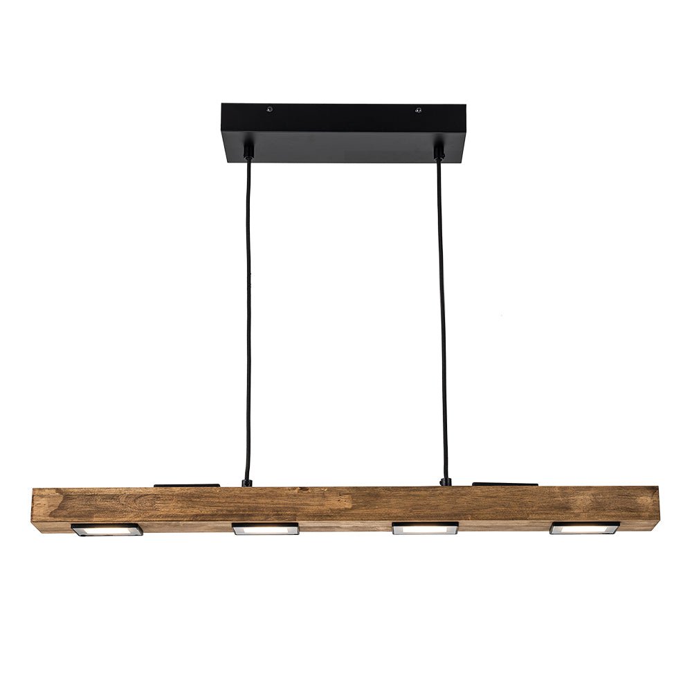 (OpenBox) Dimmable LED Linear Oak Wood Kitchen Island Pendant