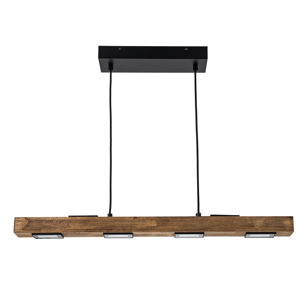 (OpenBox) Dimmable LED Linear Oak Wood Kitchen Island Pendant