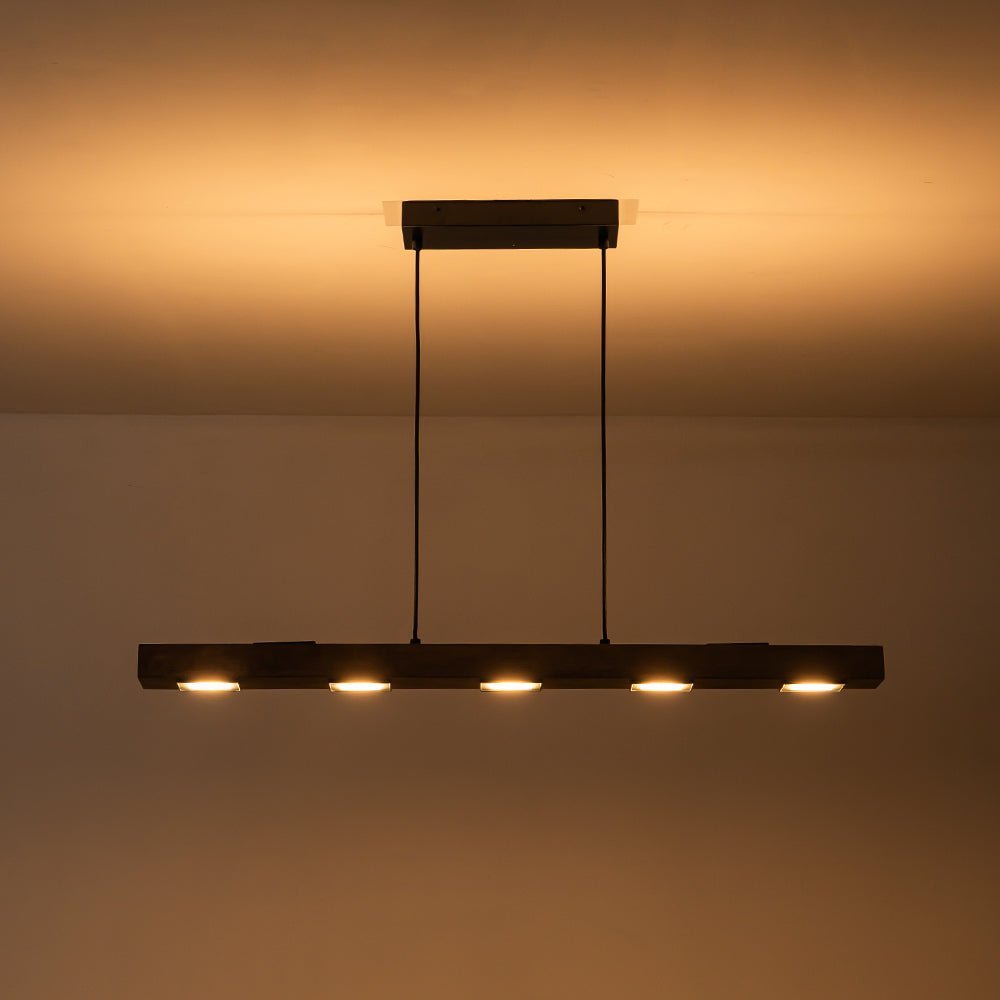 (OpenBox) Dimmable LED Linear Oak Wood Kitchen Island Pendant