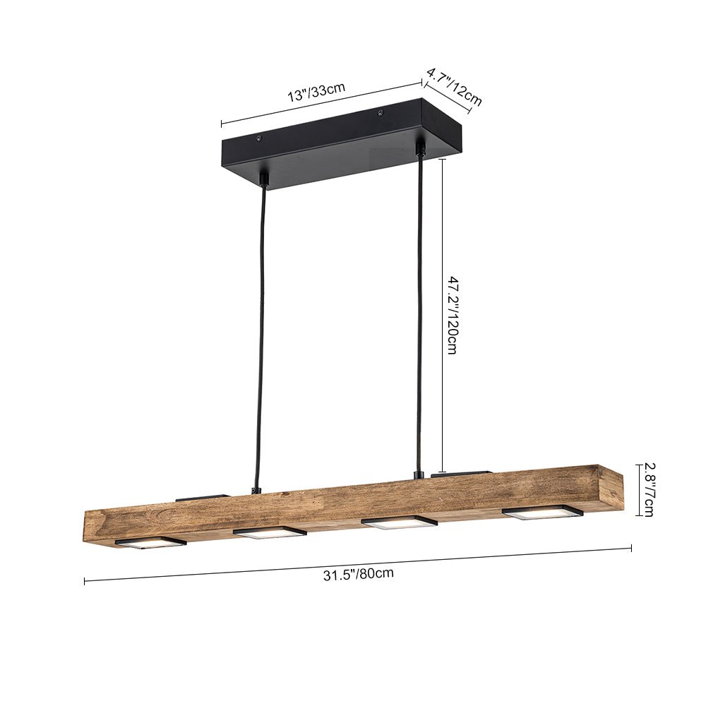 (OpenBox) Dimmable LED Linear Oak Wood Kitchen Island Pendant