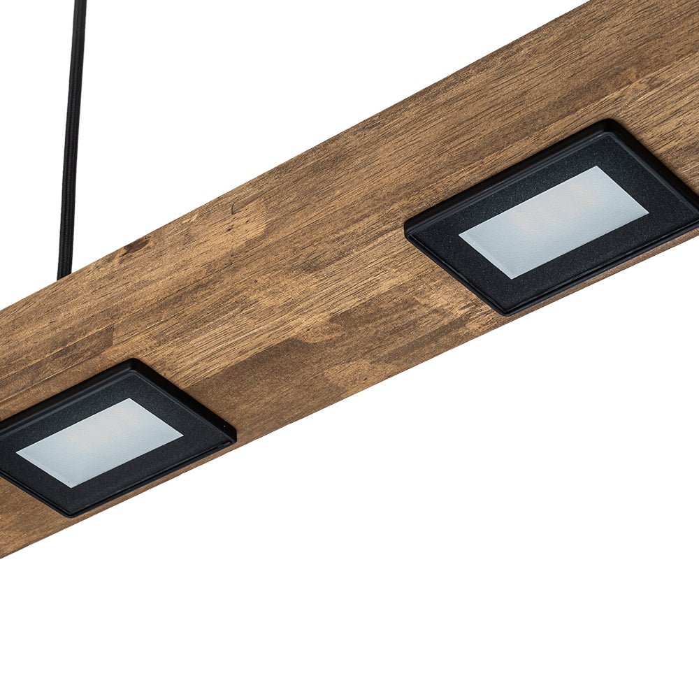 (OpenBox) Dimmable LED Linear Oak Wood Kitchen Island Pendant