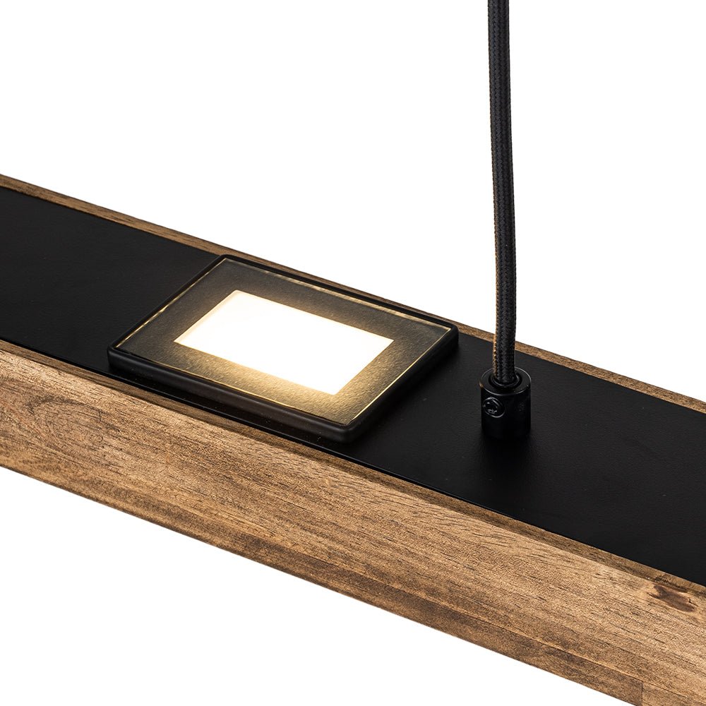 (OpenBox) Dimmable LED Linear Oak Wood Kitchen Island Pendant