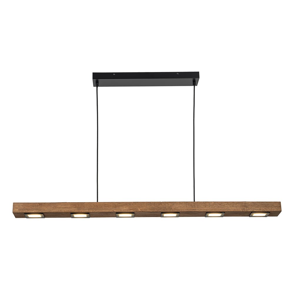 (OpenBox) Dimmable LED Linear Oak Wood Kitchen Island Pendant