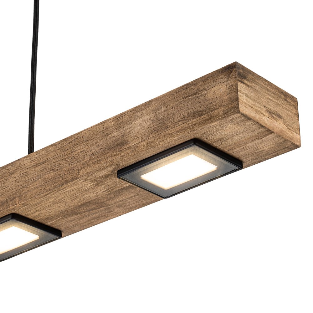 (OpenBox) Dimmable LED Linear Oak Wood Kitchen Island Pendant
