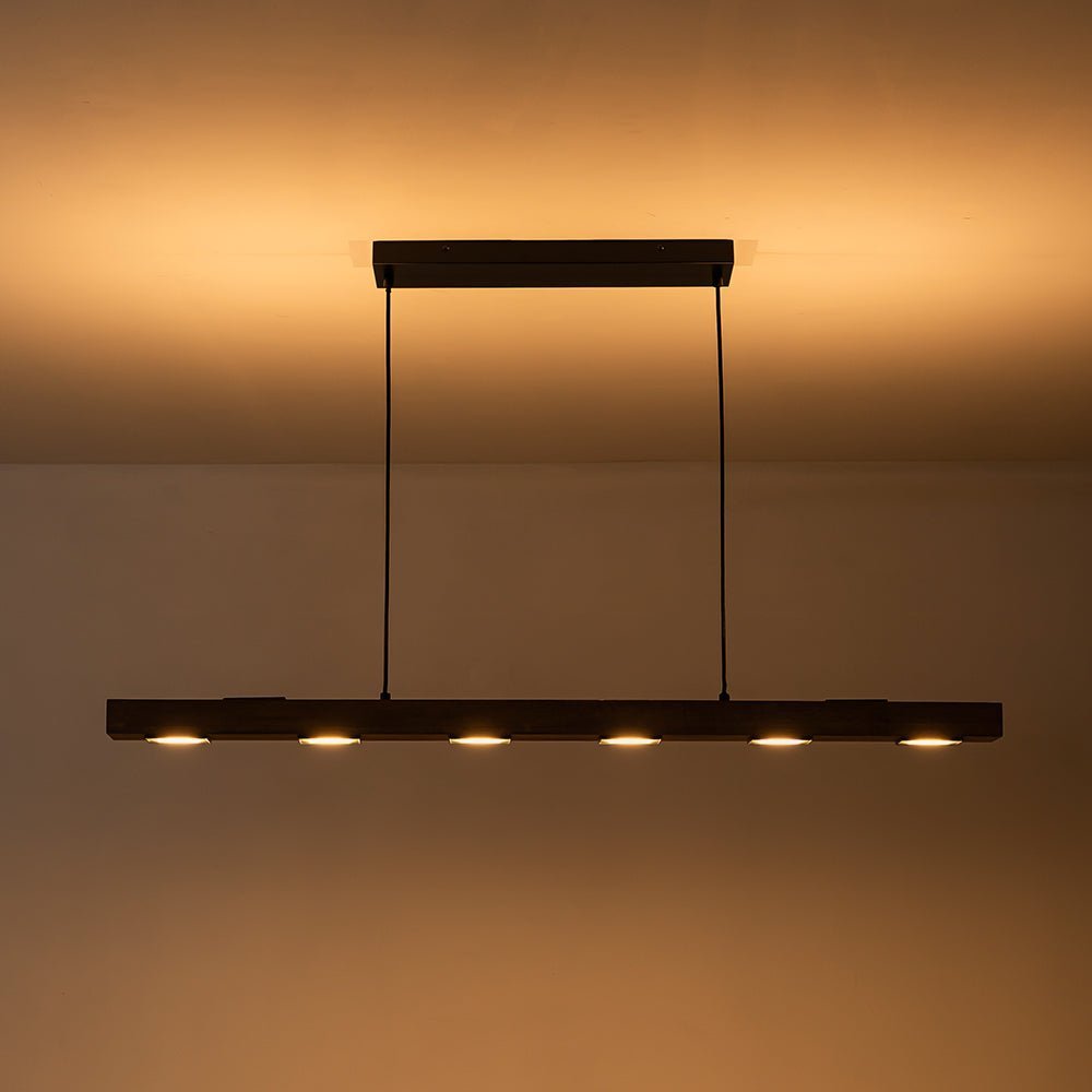(OpenBox) Dimmable LED Linear Oak Wood Kitchen Island Pendant
