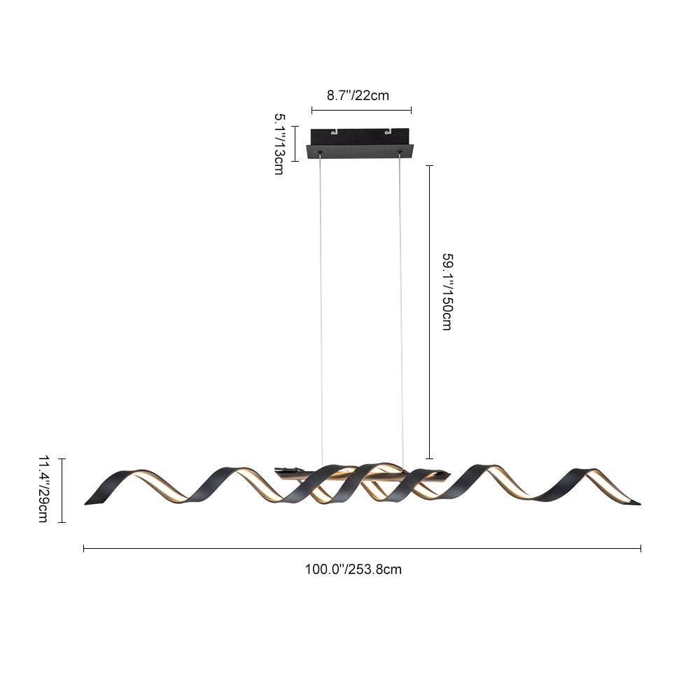 (OpenBox) Dimmable Wavy Linear LED Kitchen Island Pendant
