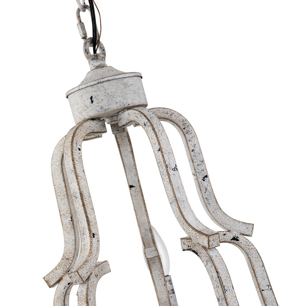 (OpenBox) Distressed White Shabby Chic Candle Style Chandelier