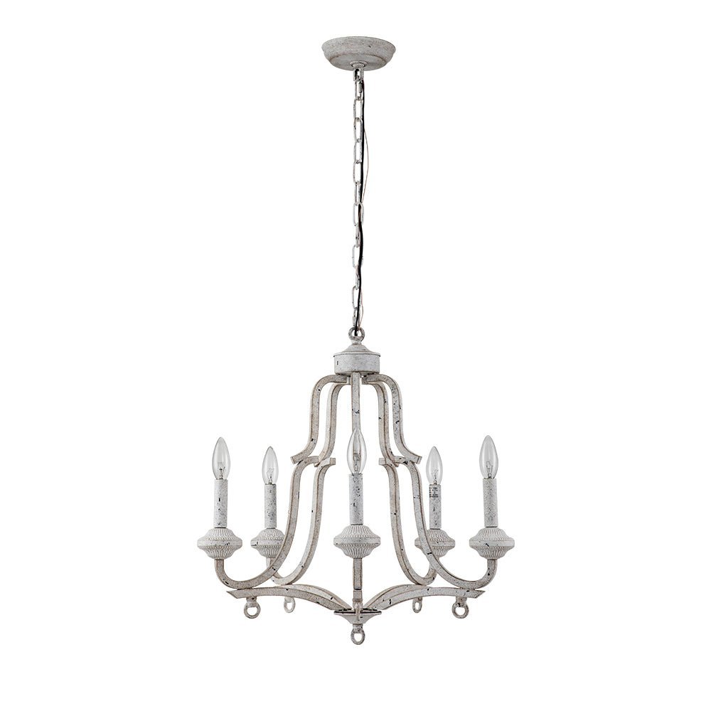 (OpenBox) Distressed White Shabby Chic Candle Style Chandelier