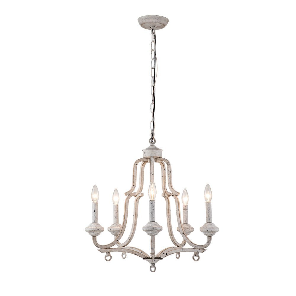 (OpenBox) Distressed White Shabby Chic Candle Style Chandelier
