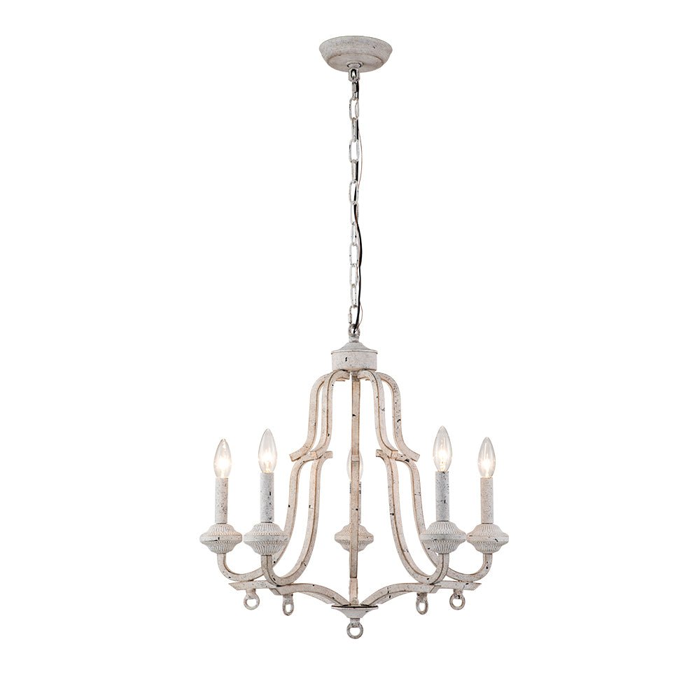 (OpenBox) Distressed White Shabby Chic Candle Style Chandelier