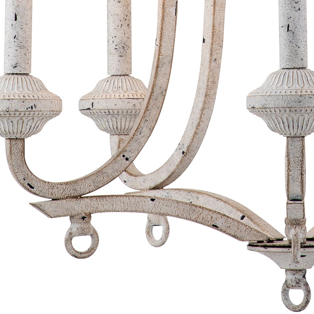 (OpenBox) Distressed White Shabby Chic Candle Style Chandelier