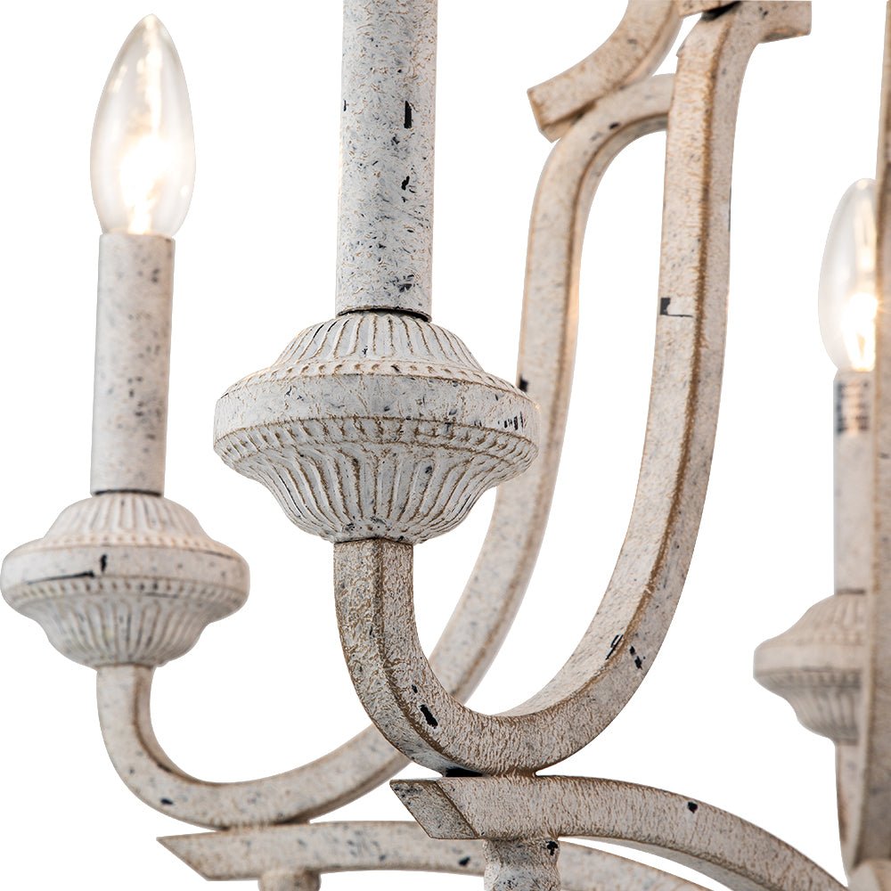 (OpenBox) Distressed White Shabby Chic Candle Style Chandelier