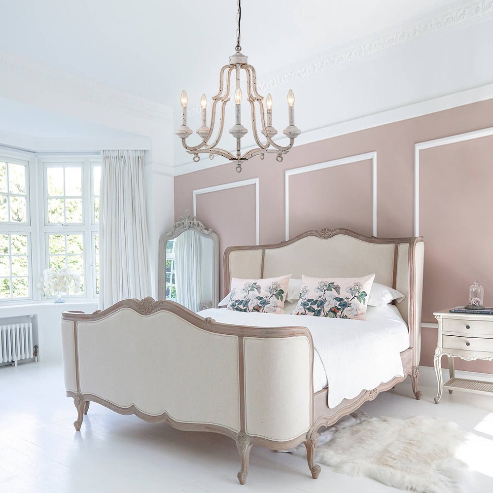 (OpenBox) Distressed White Shabby Chic Candle Style Chandelier
