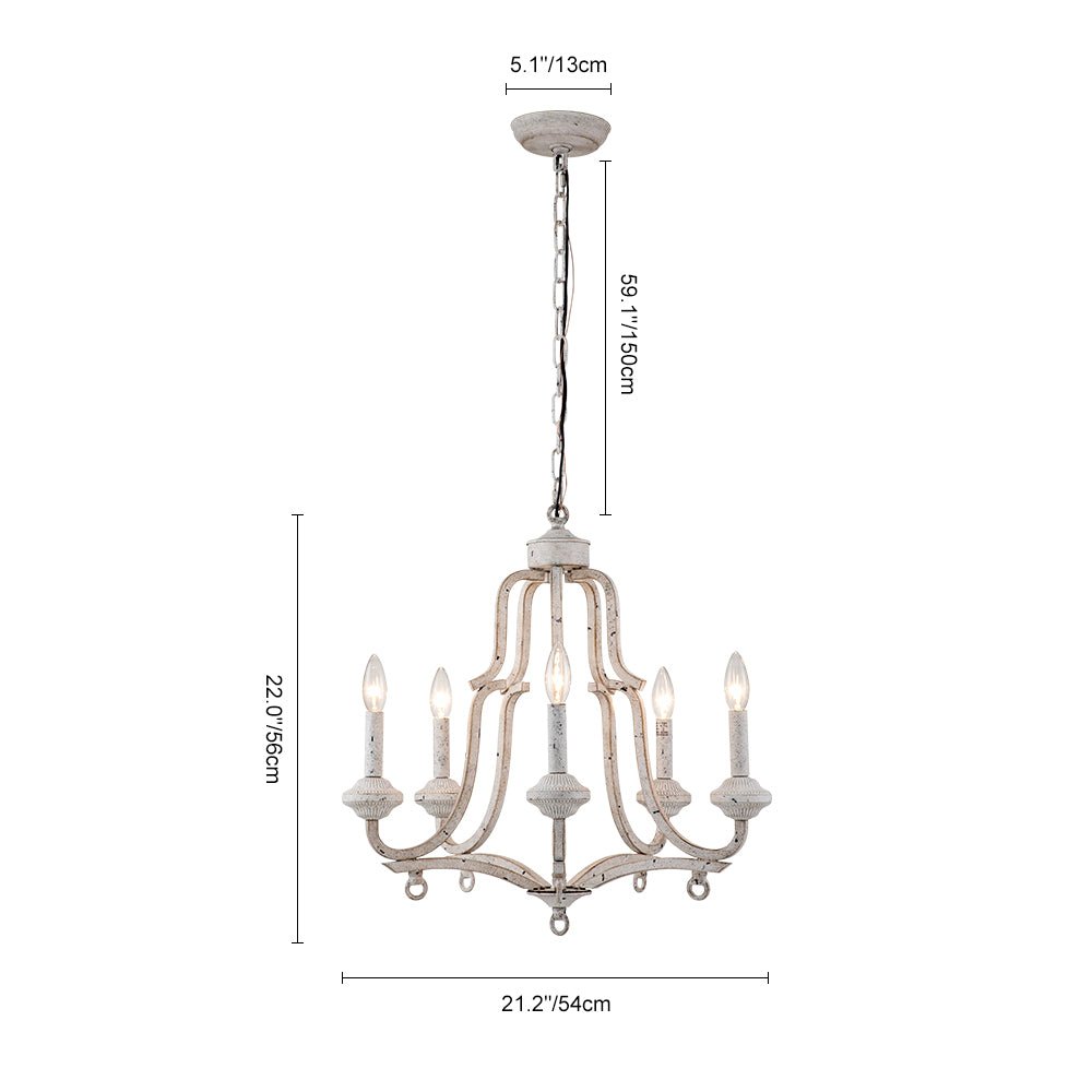 (OpenBox) Distressed White Shabby Chic Candle Style Chandelier
