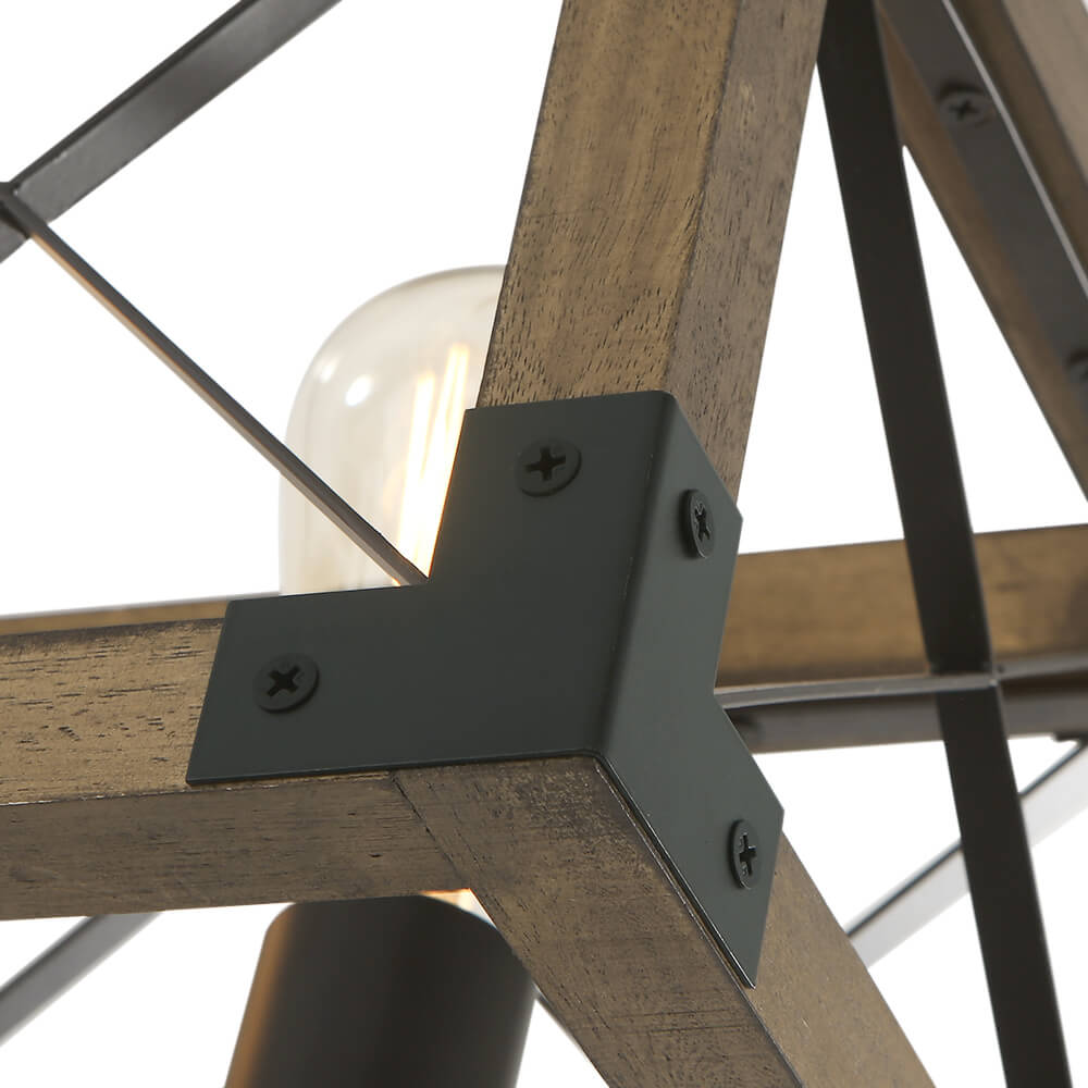(OpenBox) Farmhouse 5-Light Rectangle Wood Chandelier