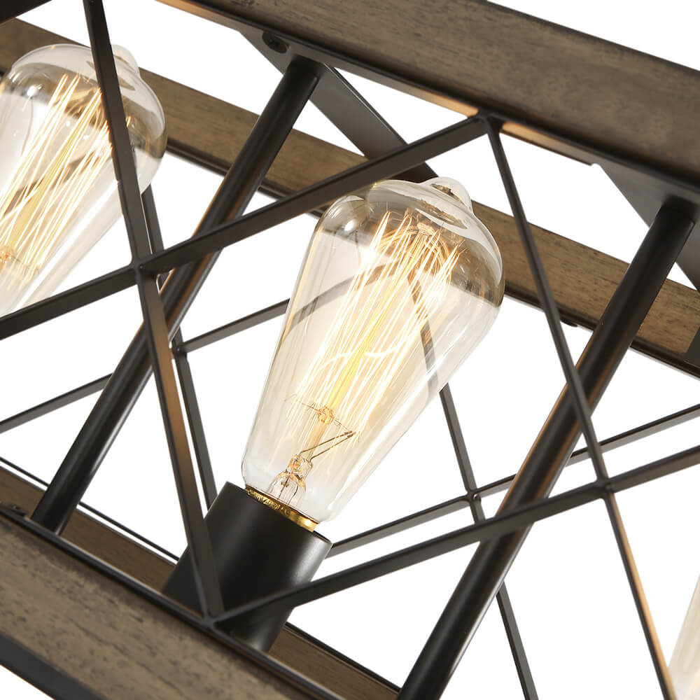 (OpenBox) Farmhouse 5-Light Rectangle Wood Chandelier