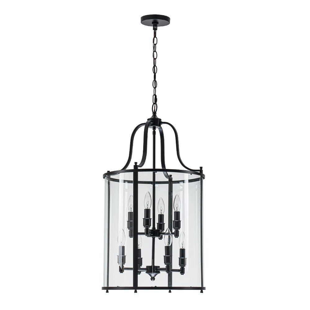 (OpenBox) Farmhouse Wide Clear Glass Cylinder Cage Pendant