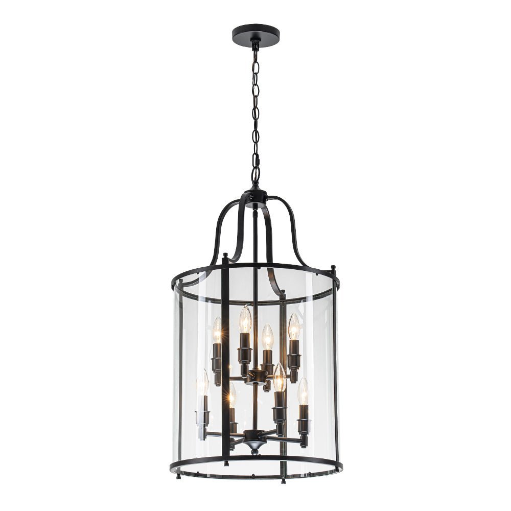 (OpenBox) Farmhouse Wide Clear Glass Cylinder Cage Pendant