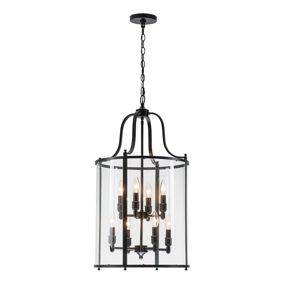 (OpenBox) Farmhouse Wide Clear Glass Cylinder Cage Pendant