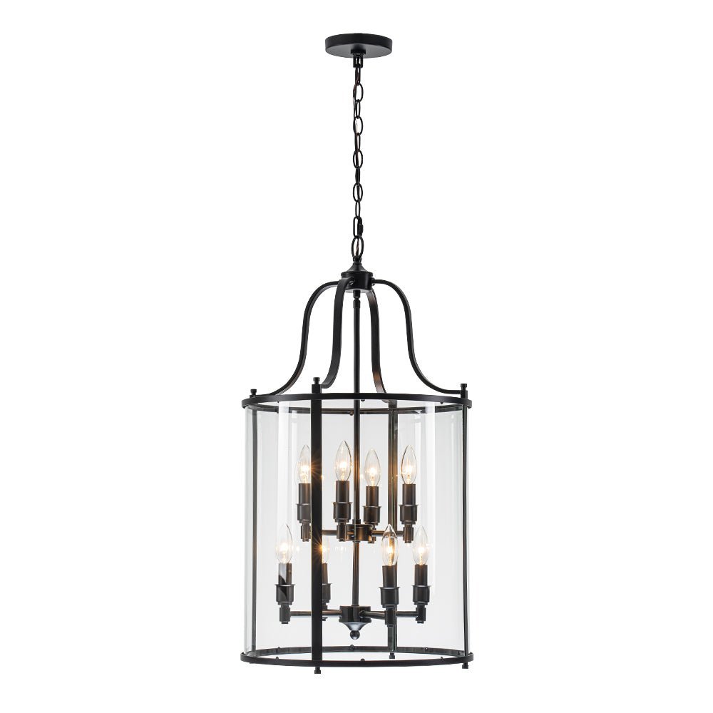 (OpenBox) Farmhouse Wide Clear Glass Cylinder Cage Pendant