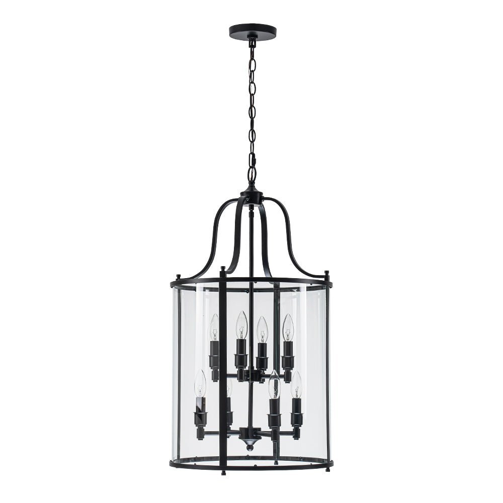 (OpenBox) Farmhouse Wide Clear Glass Cylinder Cage Pendant